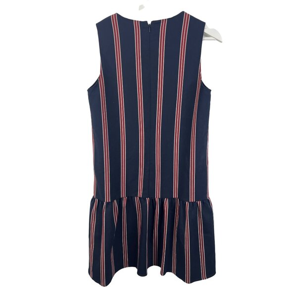 Halogen Navy Red Striped Sleeveless Mini Shift Dress Women’s XS Work Casual - Picture 9 of 12